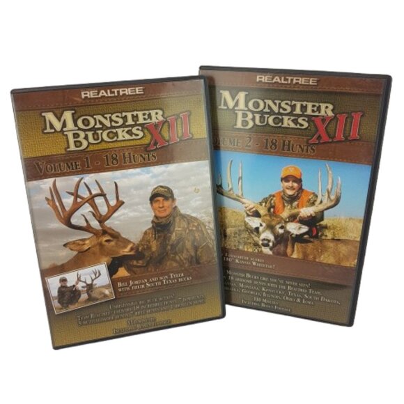 Set of 2 Hunting DVDs Realtree Monster Bucks XII Volume 1 & 2 - Picture 1 of 4